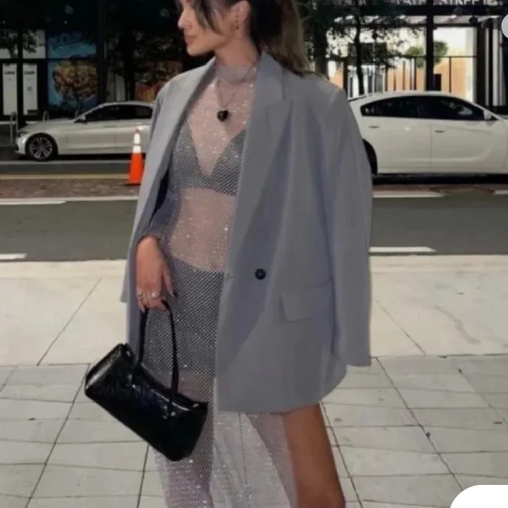 Zara Sheer Silver Midi Dress - Picture 8 of 8